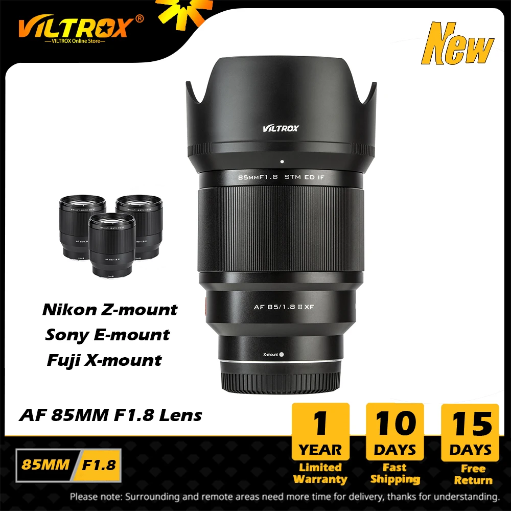 VILTROX 85mm f1.8 X Mark II Lens Auto Lens Portrait Fixed Focus Lens for Fujifilm Fuji X Mount sony E Mount Nikon Lens Z mount