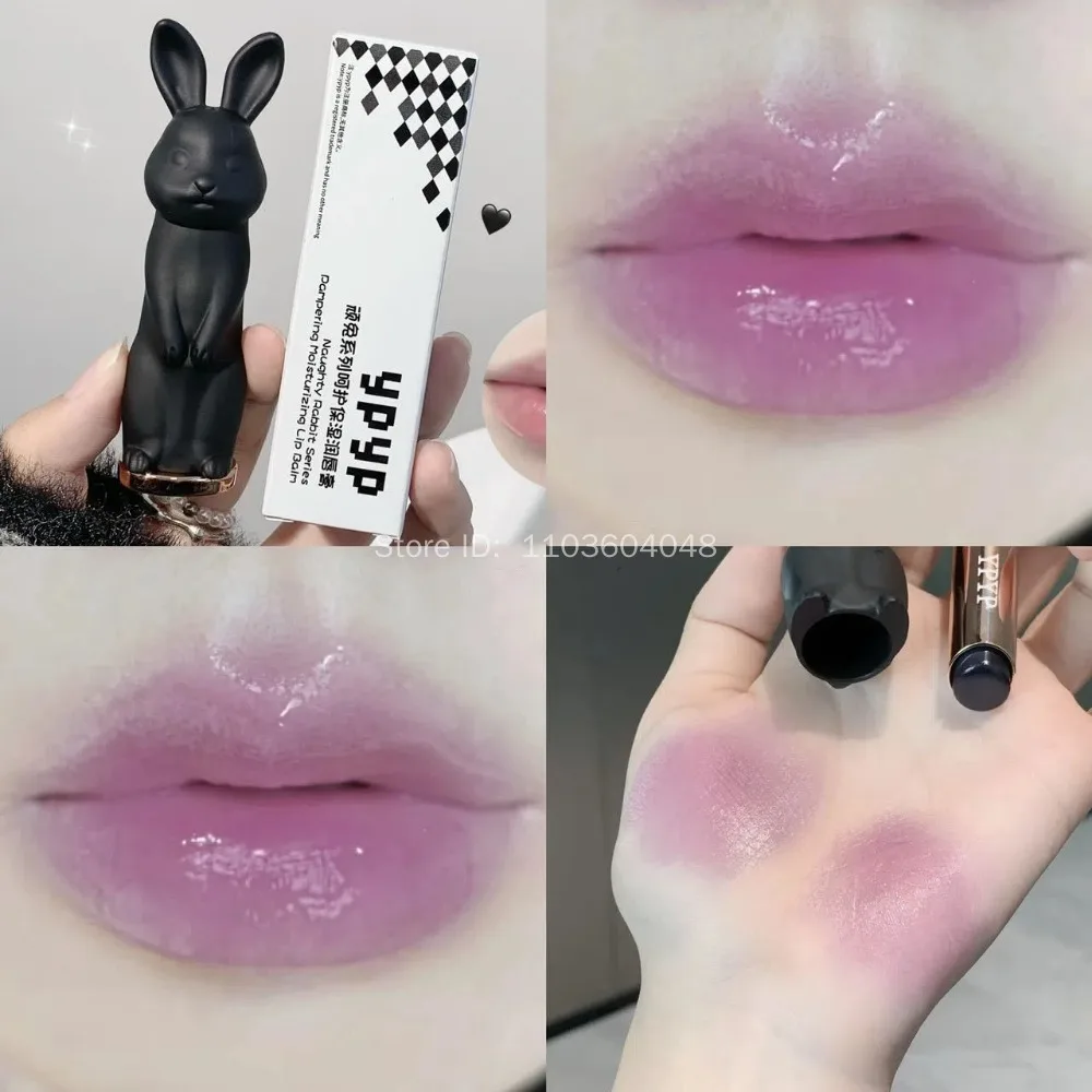 Rabbit Black Rose Lip Balm Gloss Not Dryness Peach Transparent Lip Tint Moisturizing Power Lipstick Makeup Base For Girls