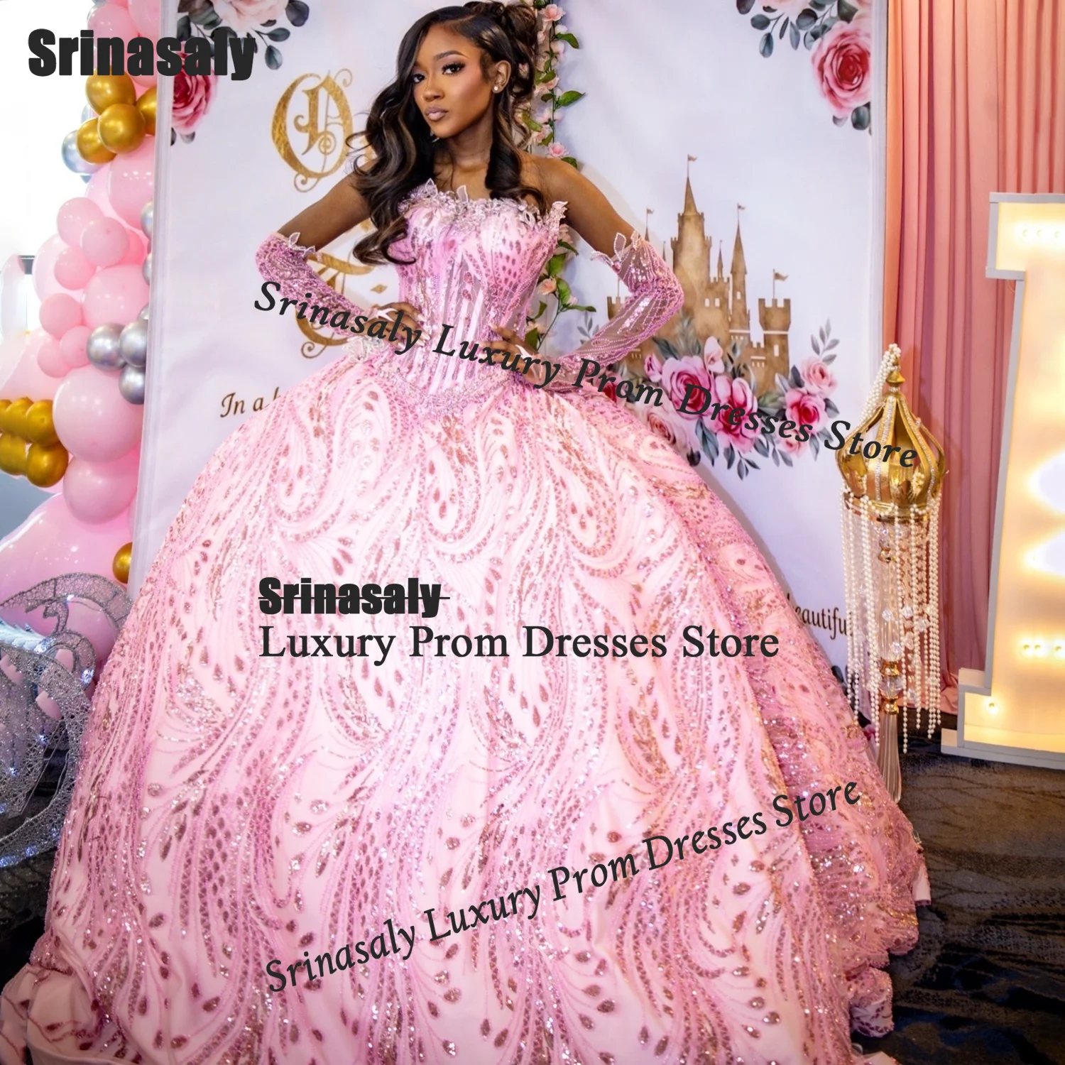 Mexican Exquisite Ball Gown Quinceanera Dresses Crystal Rhinestone Sweet 16 Gowns Jewelry Birthday Vestido De 15 Años Customized