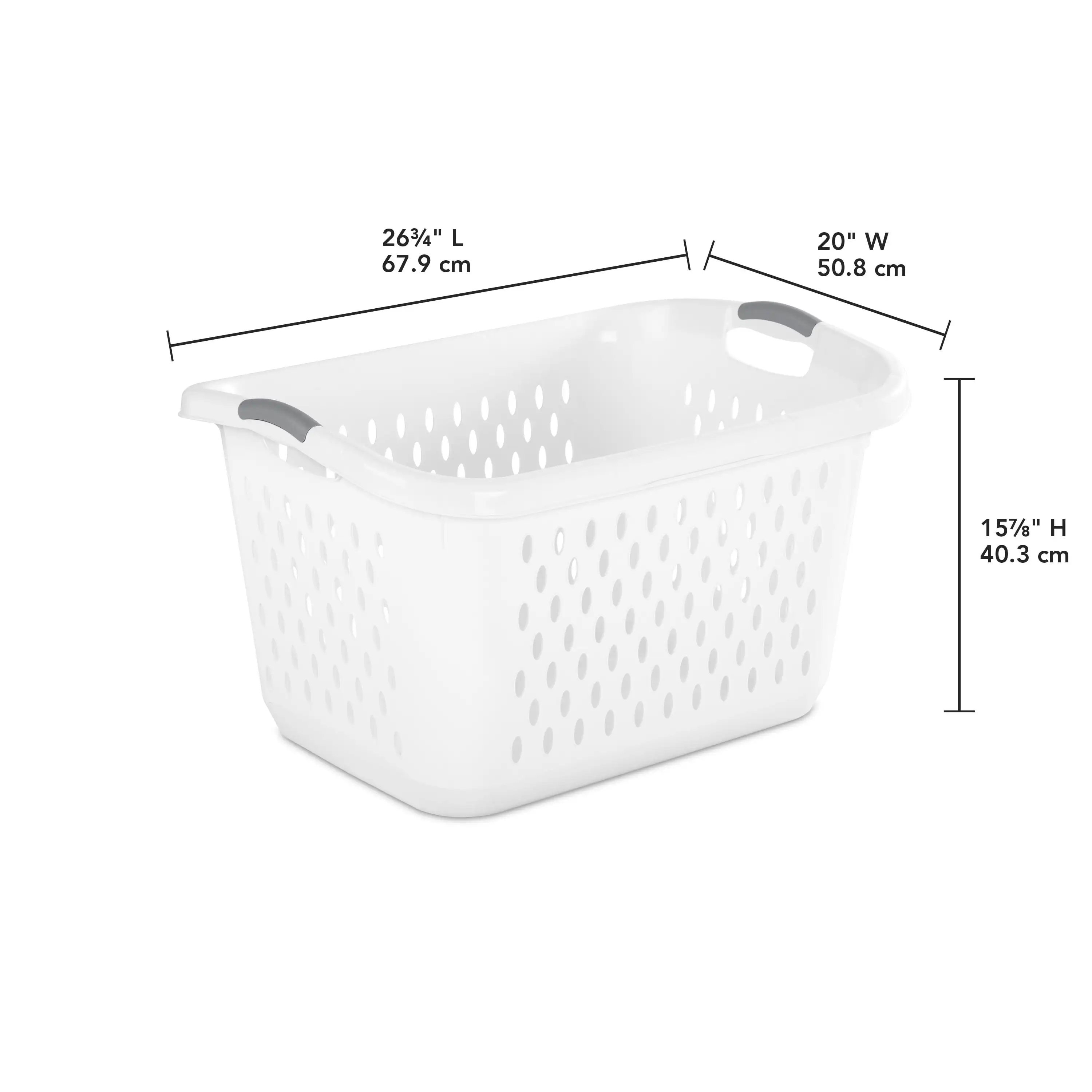 NEW  2.7 Bushel Jumbo Plastic Laundry Baskets, White, 2 Pack