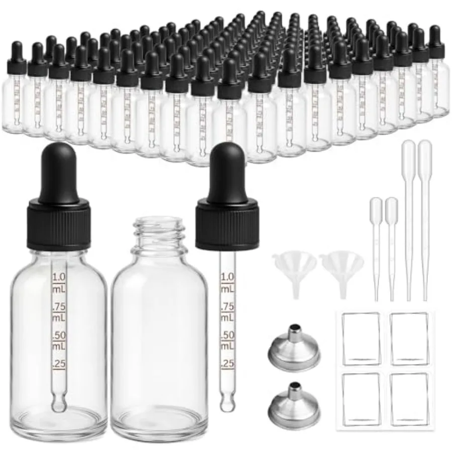 

99 Pack, 1 oz Glass Dropper Bottle for Essential OIls, 30 ML Empty Tincture Bottles with Dropper for Serum Hair Cuctile Body Oi