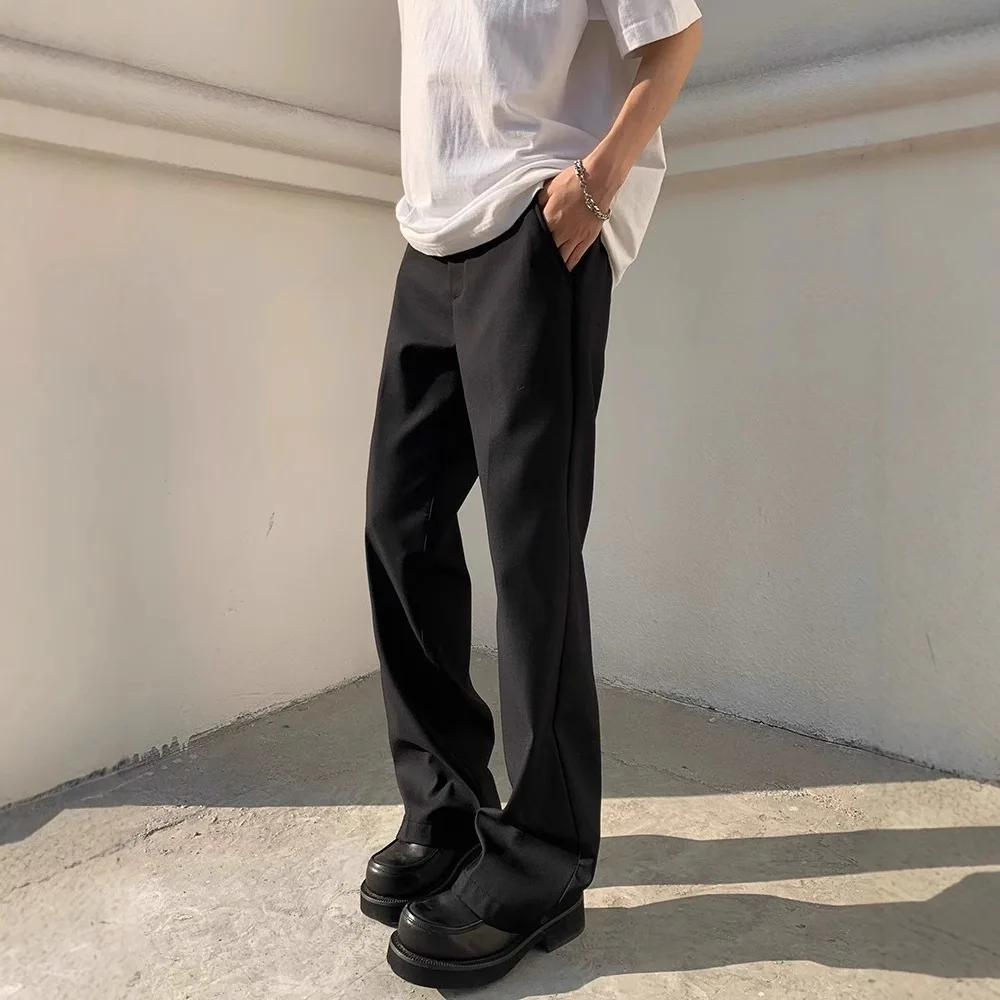 Summer Men's Slim Micro Flare Suit Pants Lightweight Thin Fabric High Drape Trendy Comfort Casual Versatile Business Trousers