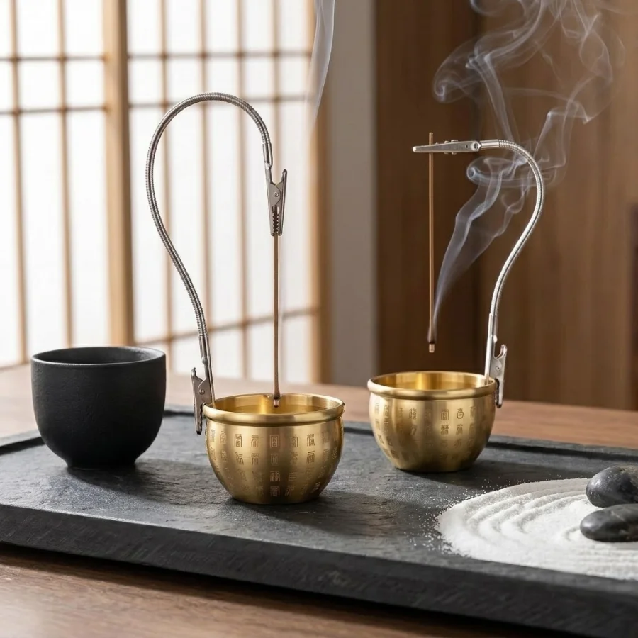 Multi-Directional Adjustable Incense Burner with Anti-Spill Ash Tray, Desktop Incense Holder for Yoga Meditation Home Decoration