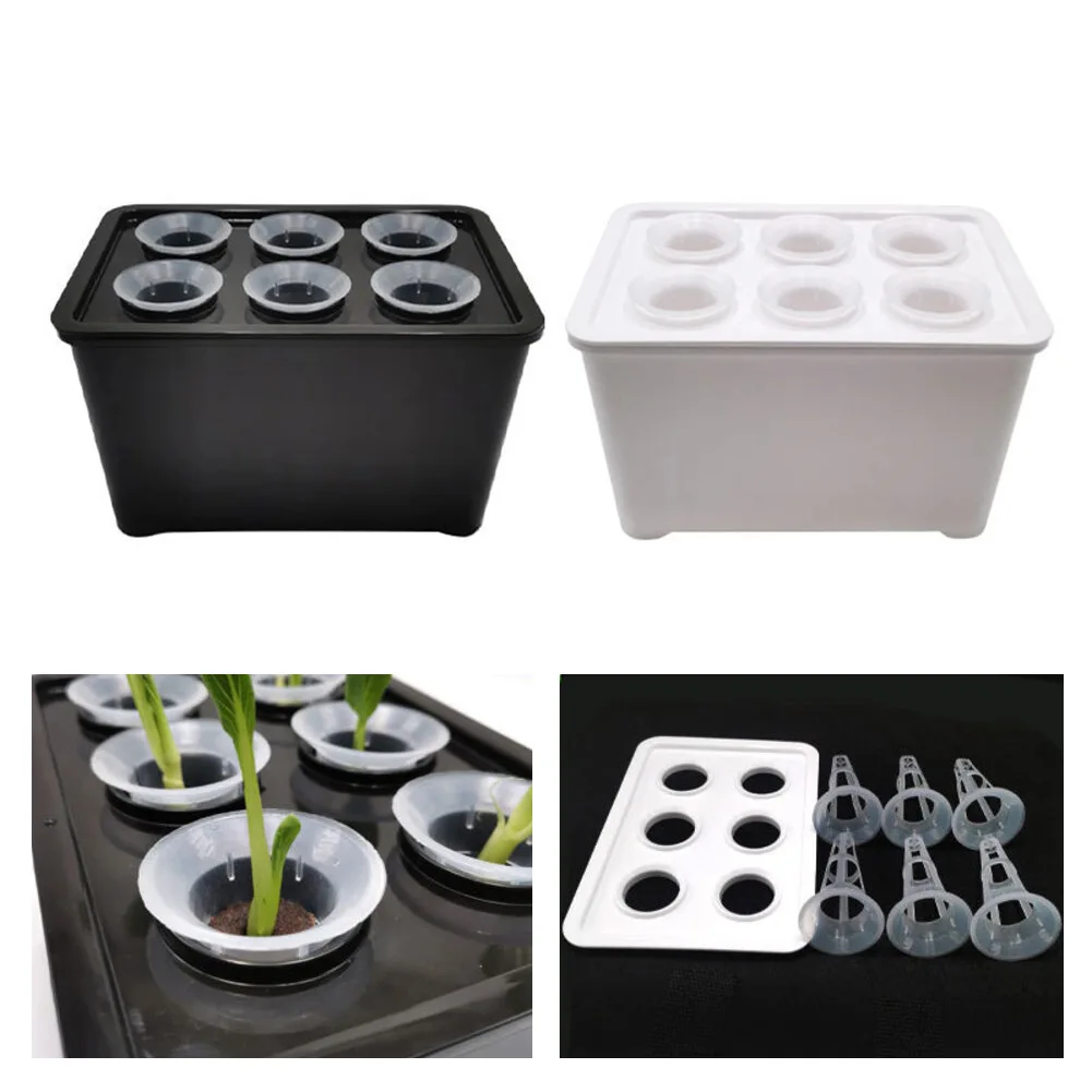 Gardening Nursery Pots 6-Holes Hydroponics Grower Box Hydroponics Growing System For  Home Garden Vegetable Herb Greenhouse