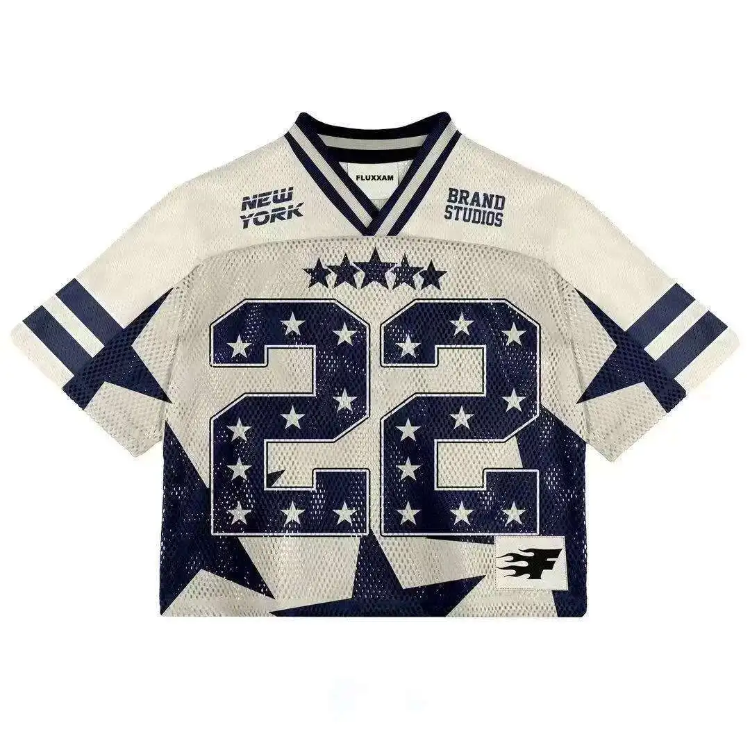 Y2K American T-shirt Harajuku Hip Hop Fashion Football Jersey Streetwear Vintage Casual Breathable Splicing Loose Short Sleeve image 2