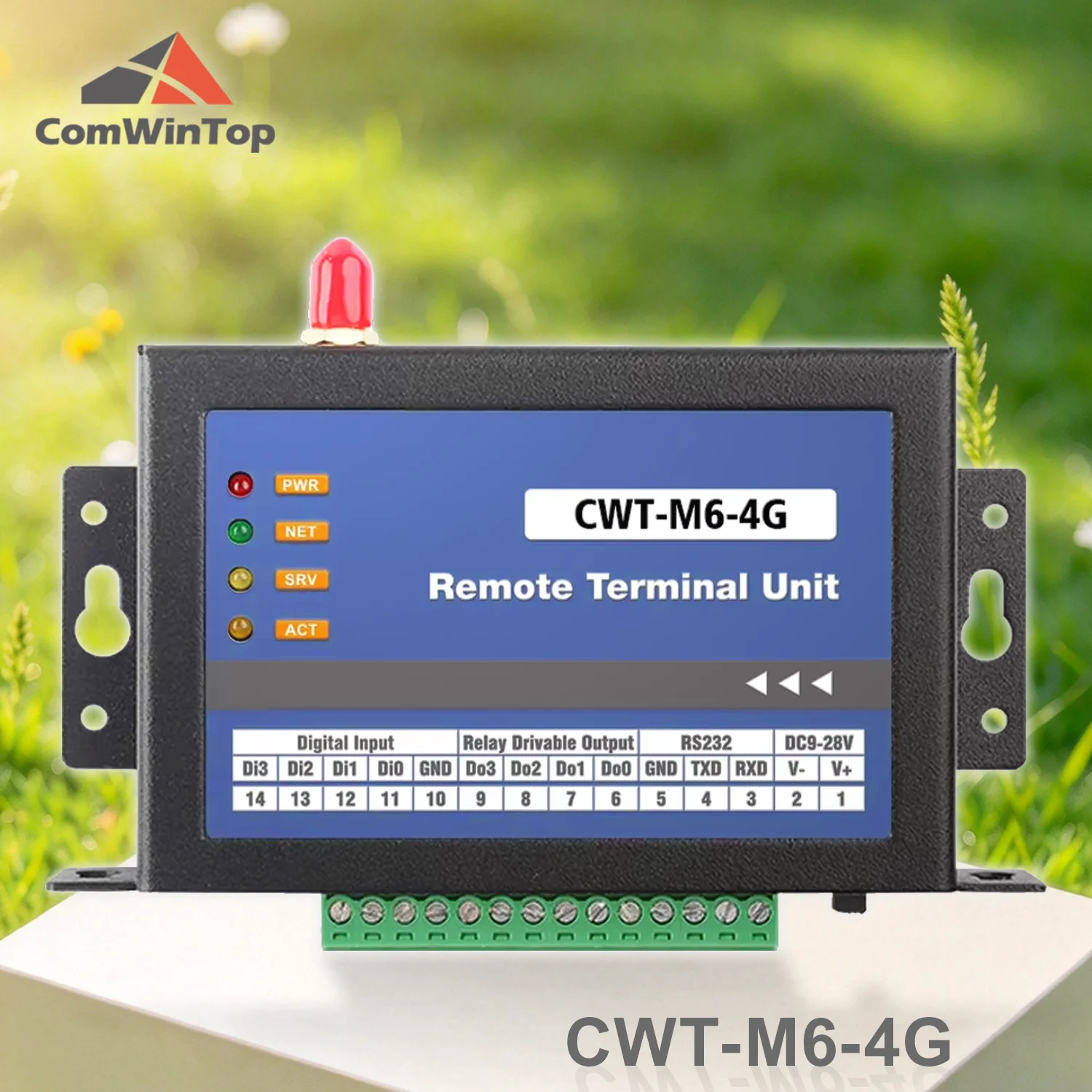 CWT‑M6‑4G 4G Wireless Remote IO Acquisition Controller, 2DI 3DO 1AI Industrial Data Acquisition Module Modbus TCP RTU