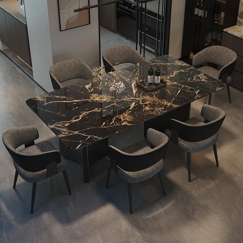 

Natural marble dining table luxury, rectangular living room home dining table Italian modern high-end dining table