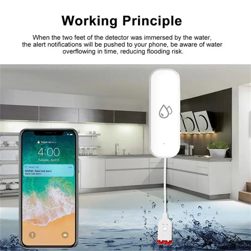 Sensor de nivel de agua inteligente Tuya, Detector de fugas de agua, alarma de nivel de agua, Control por aplicación Smart Life, protección de