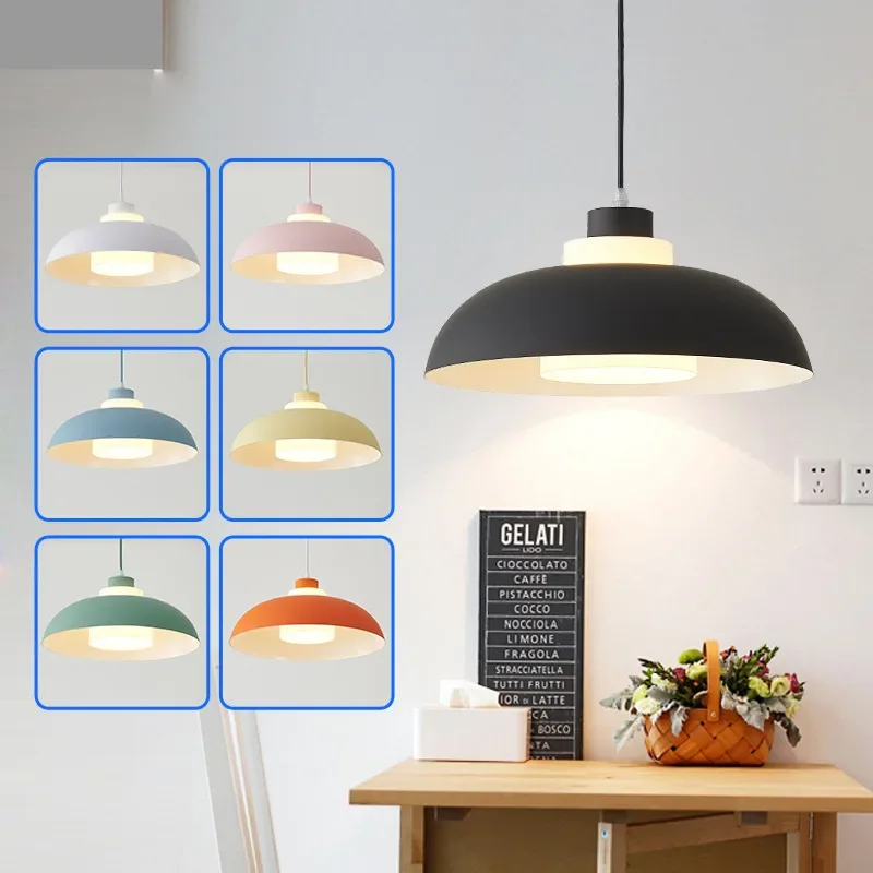 New Nordic macaron LED pendant light modern and creative bar lighting bedroom bedside classroom dining room pendant light