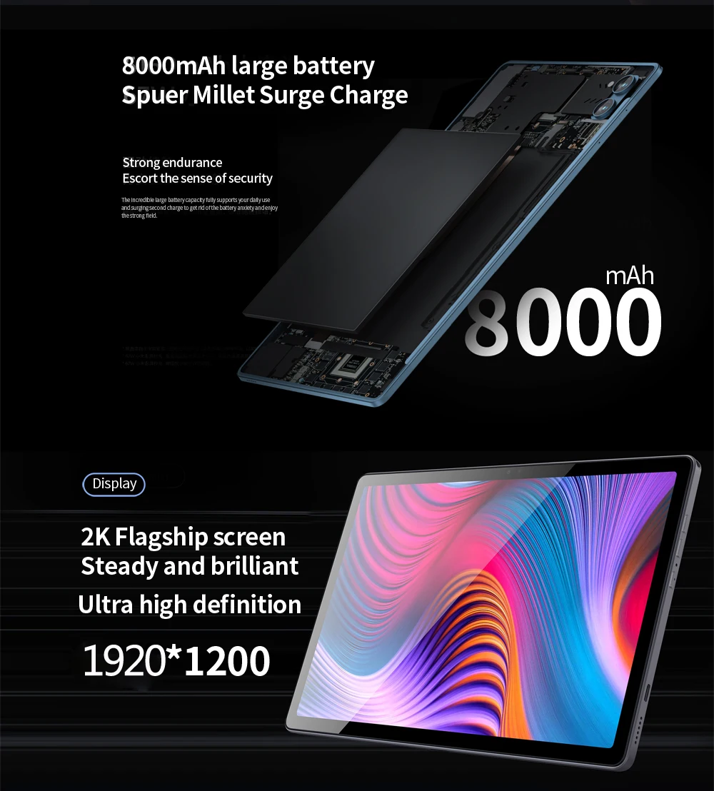 Original BDF Tablet-PC 10,1 Zoll 8GB RAM 256GB ROM Android 13 Octa-Core 3G 4G LTE 5G Internet WLAN Globale Version – Detail 8