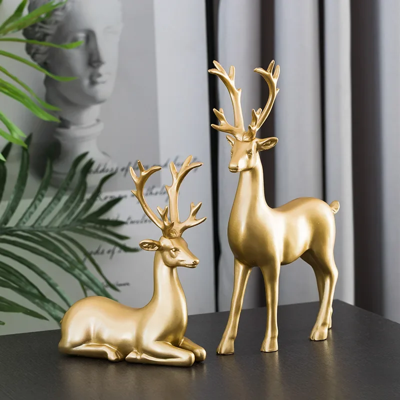 

1 Set Deer Statue Home Decor Family Deers Figurines Reindeer Resin Animal Crafts Lucky Ornaments Sculpture Deer Decoration Home