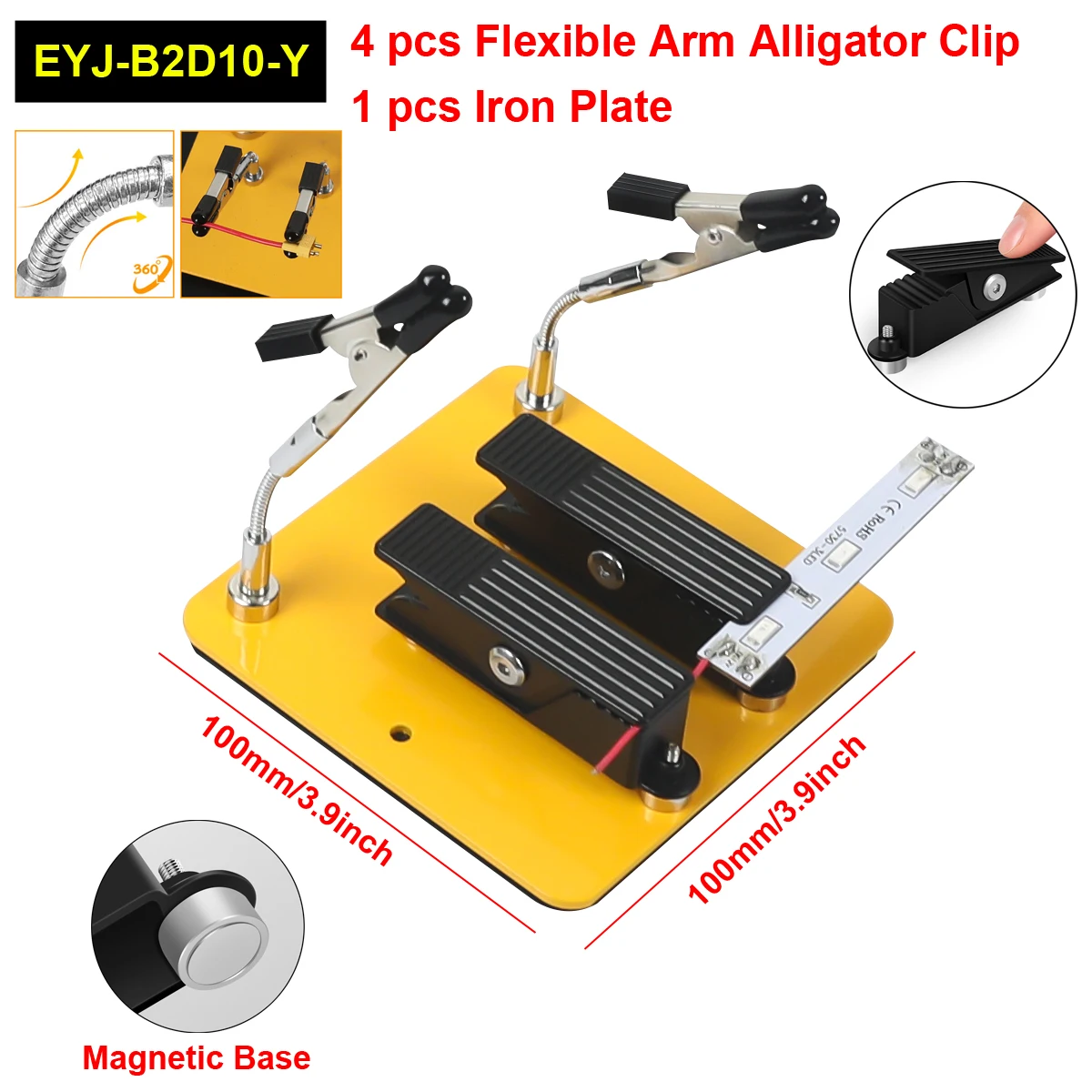 Toolour Soldering Helping Hands Soldering Tool with Magnetic Metal Flexible Arm Adjustable PCB Holder for Welding Repair image 3