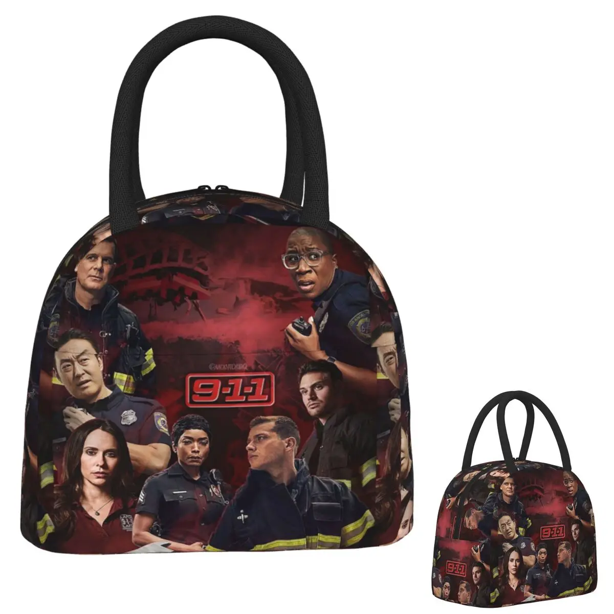

9-1-1 - Red Glare Lunch Bags Insulated Bento Box Waterproof Lunch Tote Leakproof Picnic Bags Thermal Bag for Woman Kids Travel