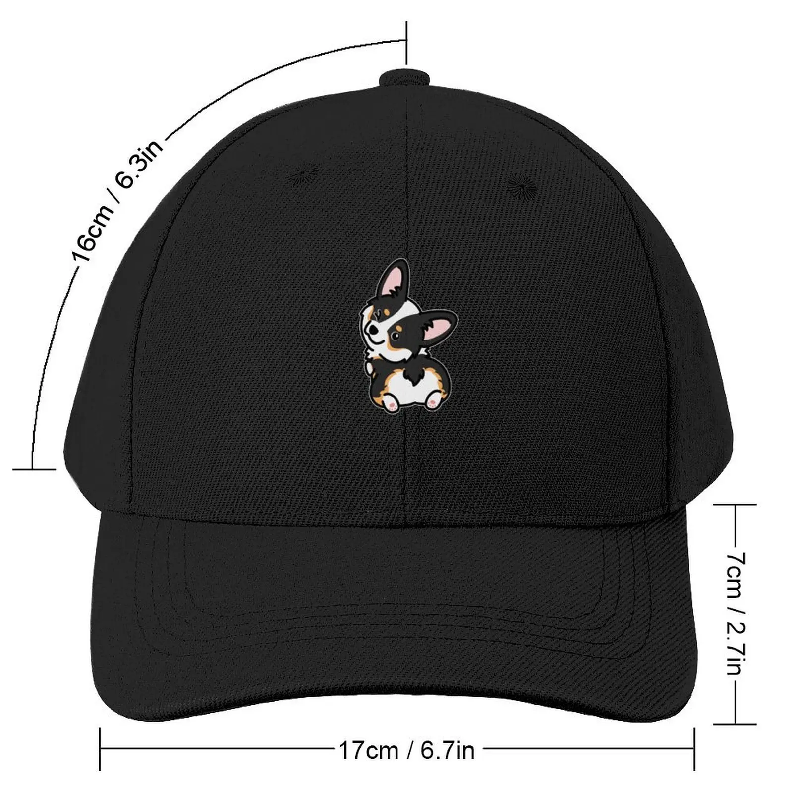 Black Tricolor Corgi Baseball Cap fashionable Fashion Beach Snap Back Hat party Hat Baseball Men Women's