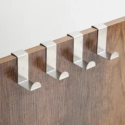 6/2/1Pcs Door Hanger Hook Stainless Steel Kitchen Cabinet Pull Over Door Hook Clothes Bedroom Bathroom Hanger Holder Multi Hook
