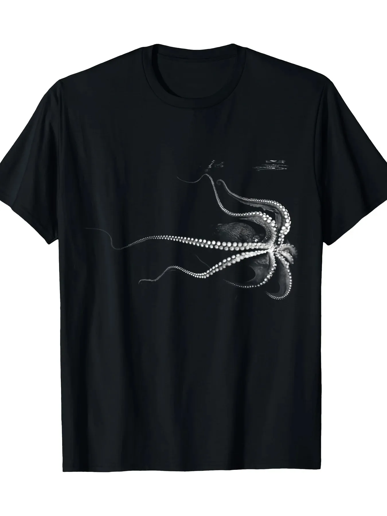 Men's Octopus Graphic T-shirt Marine Creature Print Crew Neck Short Sleeve Cotton Casual Hip Hop Streetwear Tee