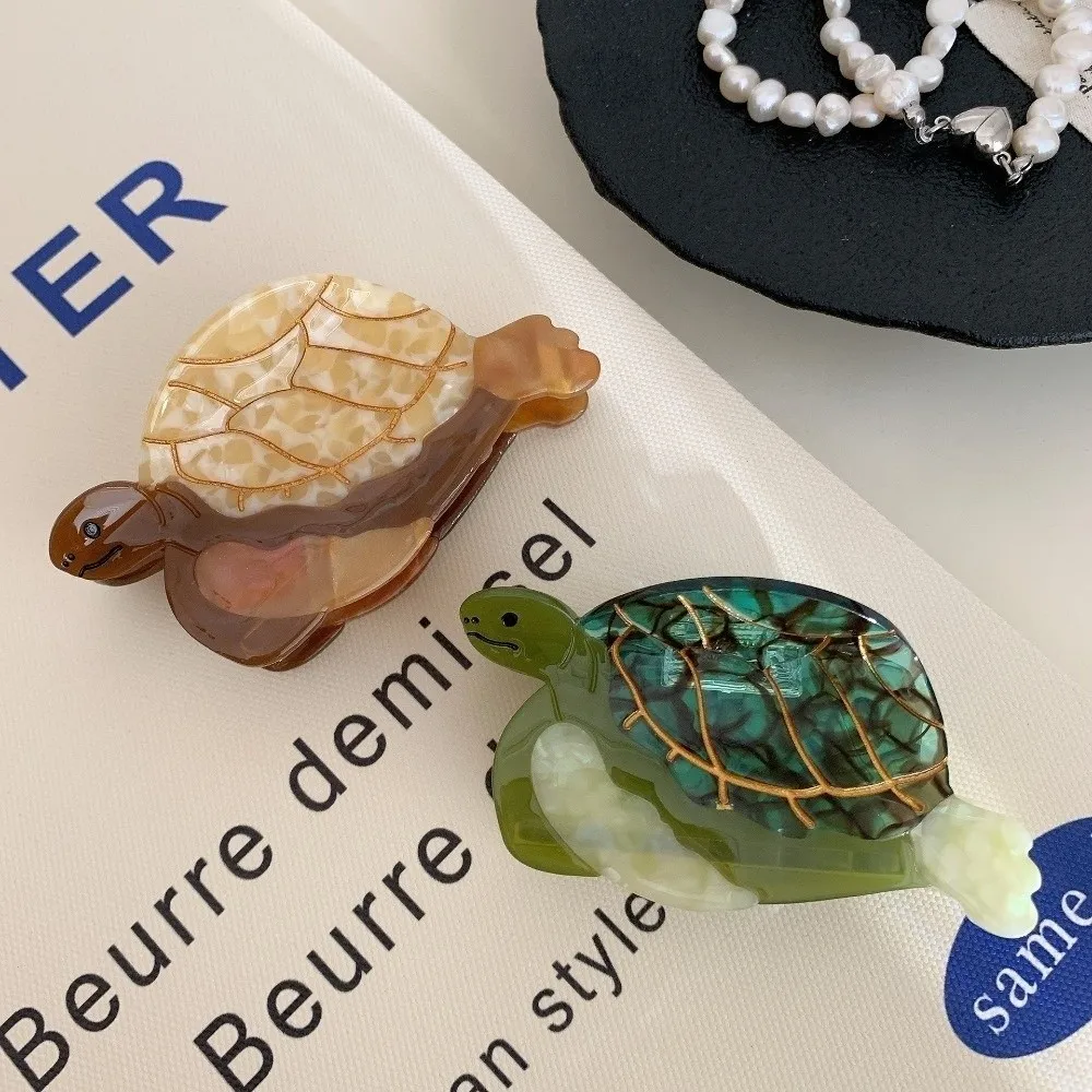 Acetate Turtle Hair Claw Clip Interlocking Teeth Decorative Style Animal Hair Clip Glossy Finish Hairstyles Tool