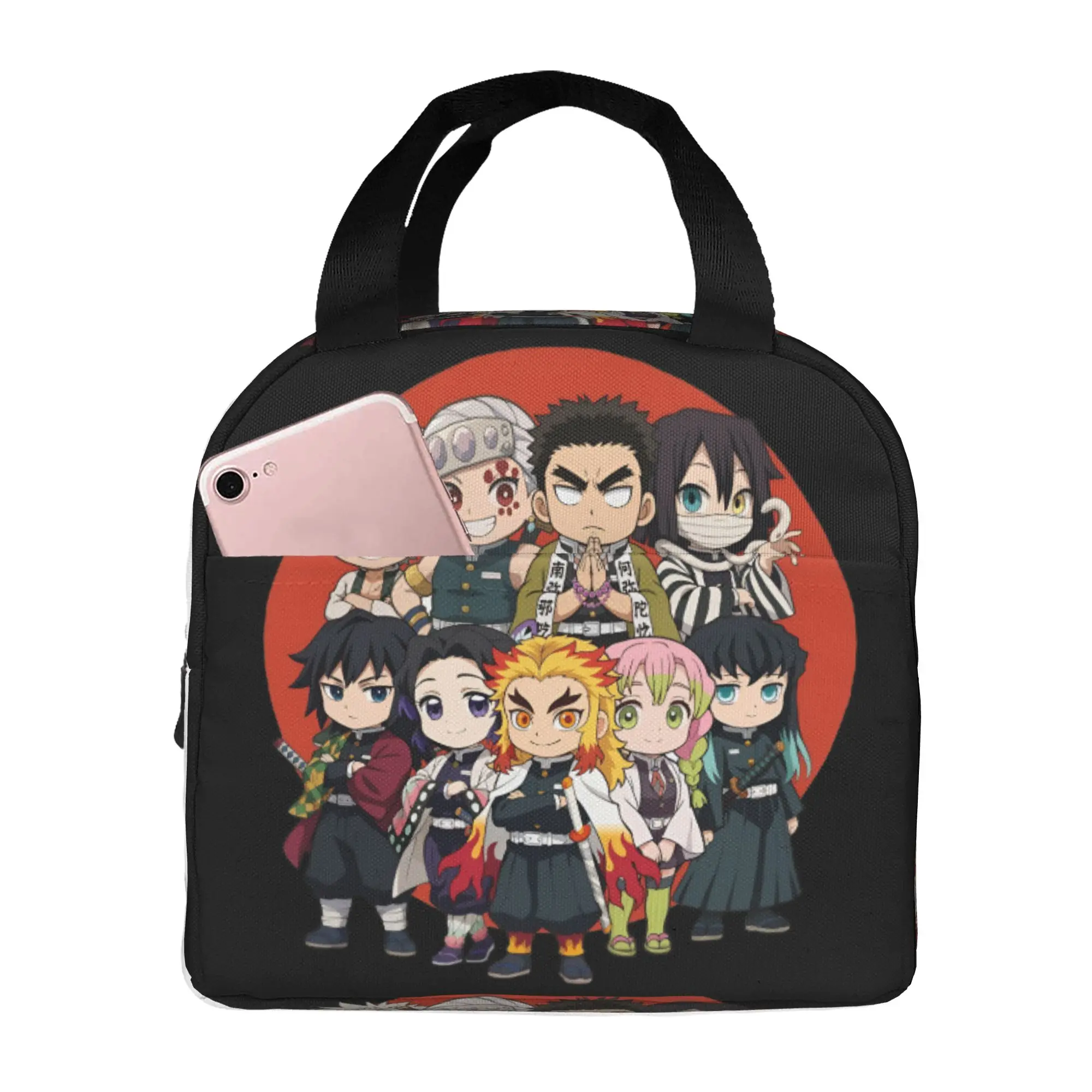 Custom Demon Slayers Insulated Lunch Bags Camping Travel Tanjiro Nezudo Tomioka Giyu Agatsuma Zenitsu Portable Cooler Bento Box