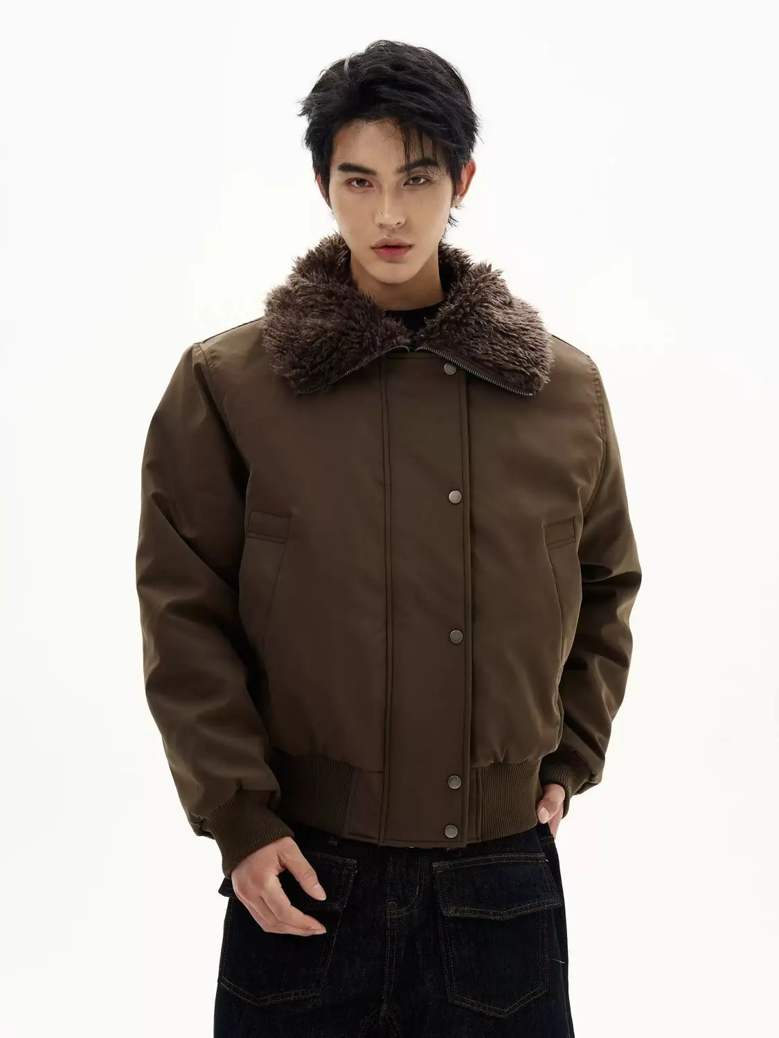 

Мужское шерстяное пальто с меховым воротником для офиса, в китайском стиле, свободного кроя, элегантное, высококачественное, с вышивкой и пуговицами, осенне-зимнее