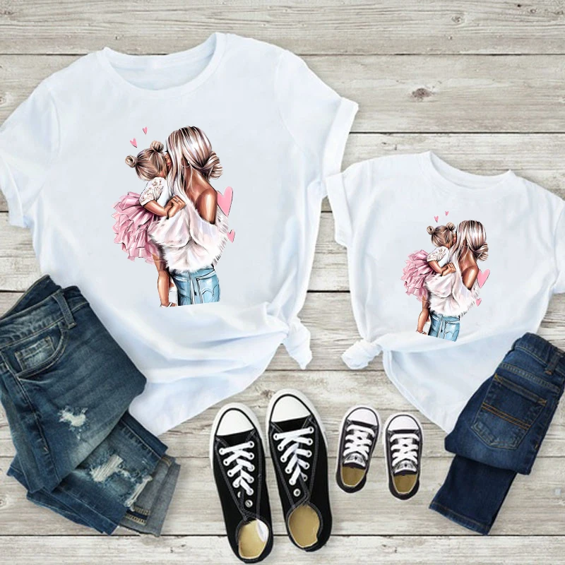 New Mother Kids tshirt divertente famiglia abbinamenti completi bianco manica corta madre figlia abiti coordinati estate famiglia Look