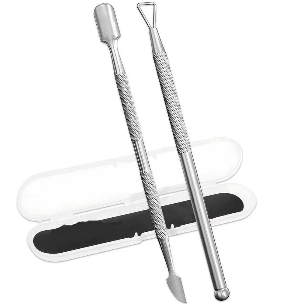 Dissolvant de cuticules en acier inoxydable, poussoir à Double extrémité, nettoyeur de cuticules, élimination du vernis à ongles, grattoir, outil de manucure et de pédicure, 2/3 pièces
