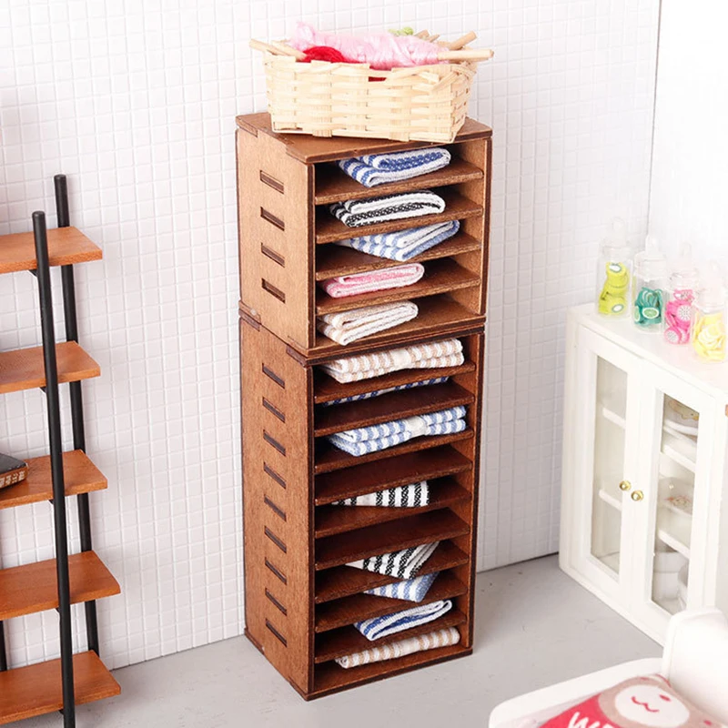 Mueble de tela en miniatura para casa de muñecas 1:12, gabinete de almacenamiento, decoración para el hogar, accesorios para casa de muñecas