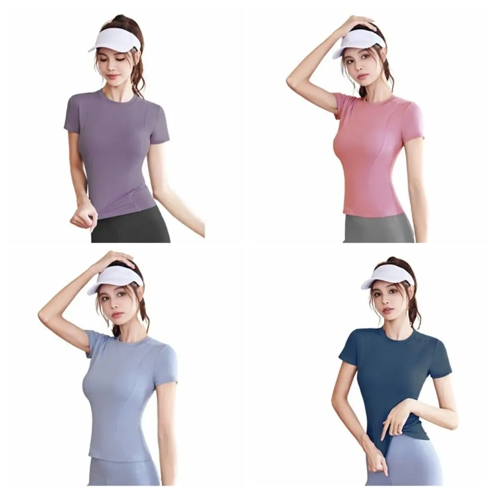 

Athletic Workout Tops Trendy Slim Fit Tight Summer T-shirt Crewneck Dry-Fit Yoga T-shirt Women