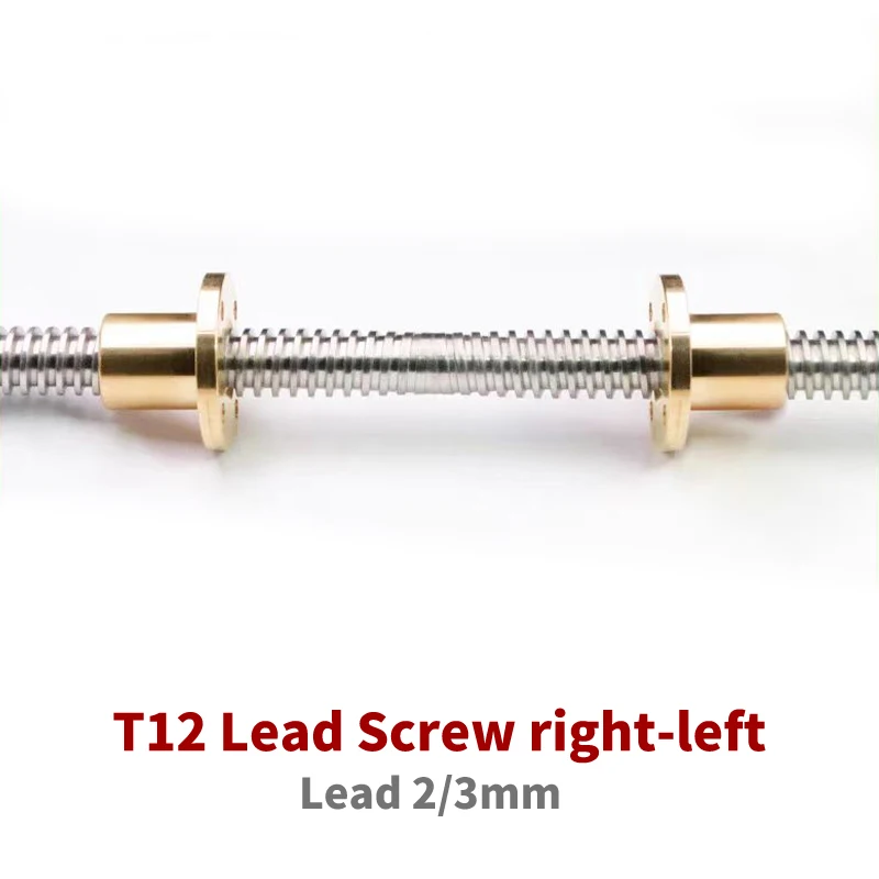 1PC 304 stainless steel  T12 Lead Screw right-left length100-1000mm OD 10mm Pitch 2mm Lead 2/3mm with nut for 3D Printer part