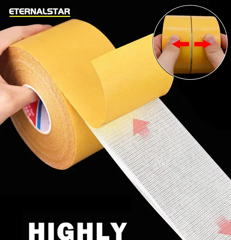 Superstarkes Filamentband, doppelseitiges Klebeband, robustes, durchscheinendes Netz, wasserdicht, spurlos, kraftvolles Gitter-Teppichband – Detail 1