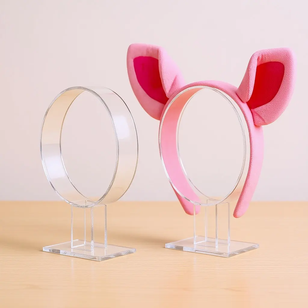 

Набор из 2-х прозрачных акриловых подставок для ободков для волос, органайзер для аксессуаров для волос, экономия места, настольное хранение