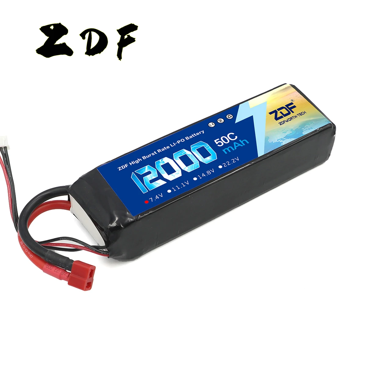 ZDF 7.4V Lipo 12000 mAh 50C 2S Lipo batterie pour RC voiture camion Buggy FPV Drone hélicoptère avion RC pièces