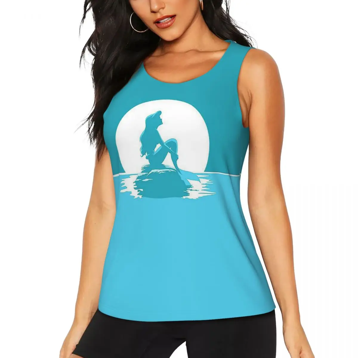 Custom Ariel Princess Workout Tank Tops Women Quick Dry Sleeveless Yoga Shirt