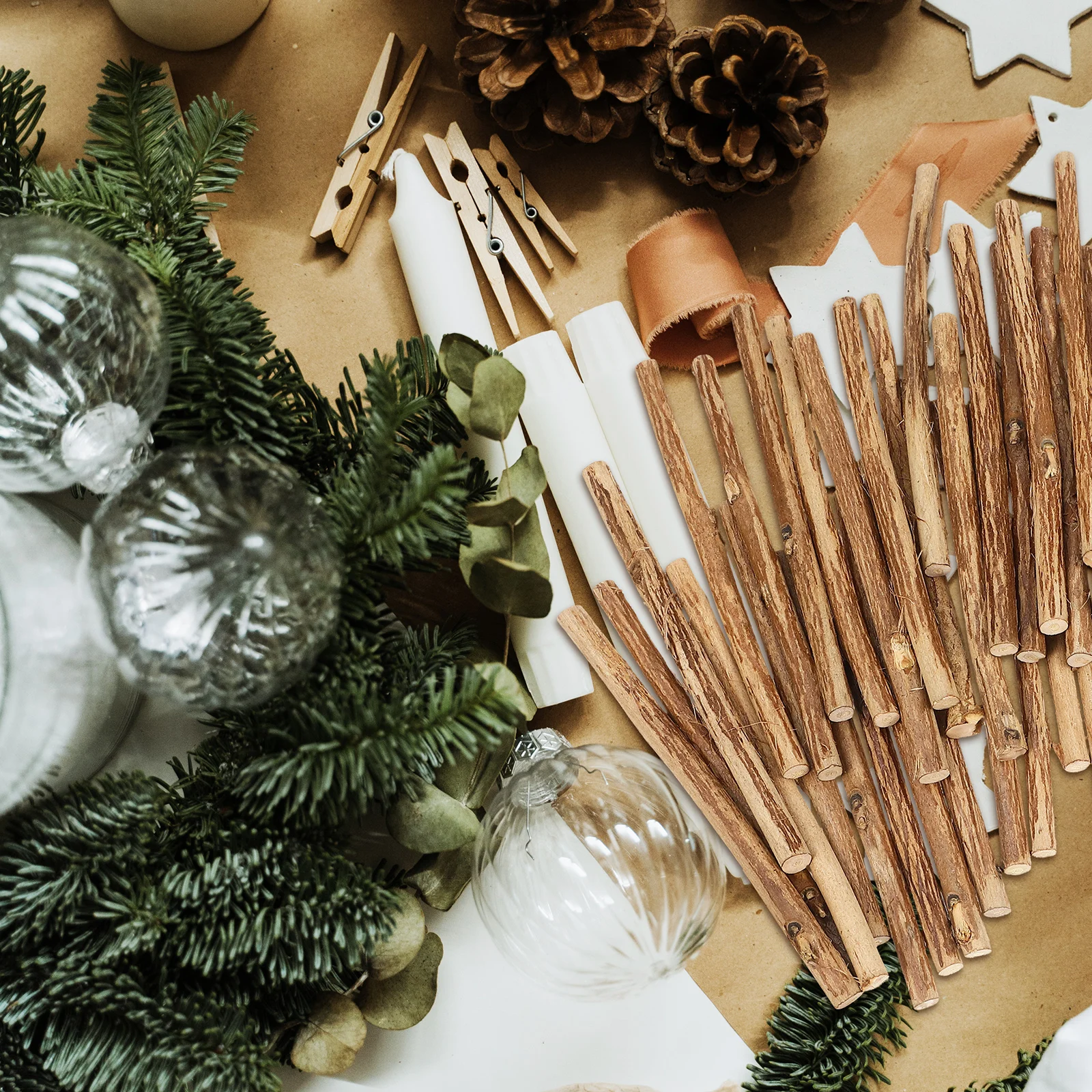 

50 Pcs Round Stick Log Sticks Decor Mini Craft Diameter Wood Twigs Bulk Driftwood for Crafts Work
