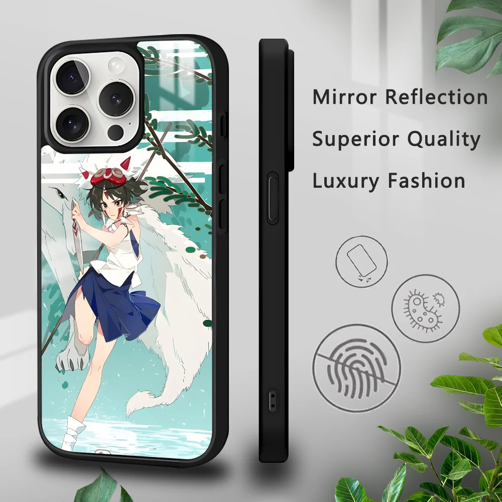 Anime P-Princess M-Mononoke Phone Case For iPhone 16 15 14 13 12 11 Pro Xs Max Mini Plus Celulares Hard Funda