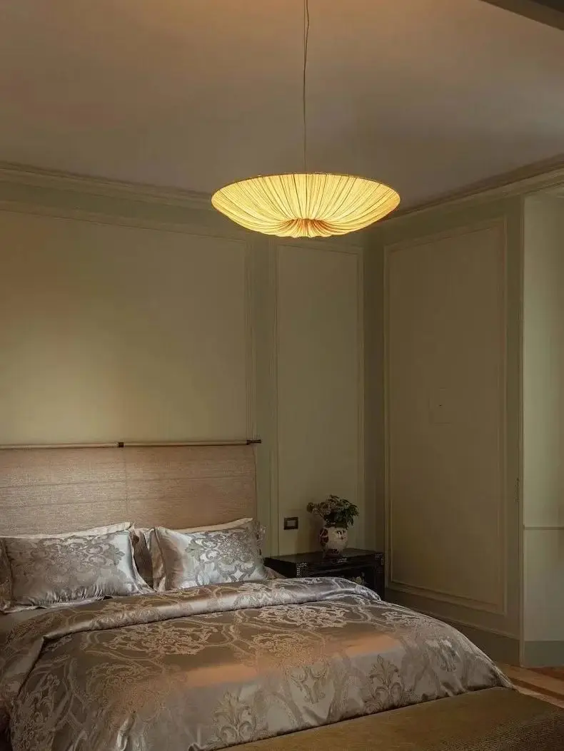 Japońska lampa wisząca z tkaniny w stylu Wabi Sabi, do baru, salonu, B&B, sypialni, nordycki żyrandol sufitowy, dekoracyjne oświetlenie, lampy wiszące. — 2