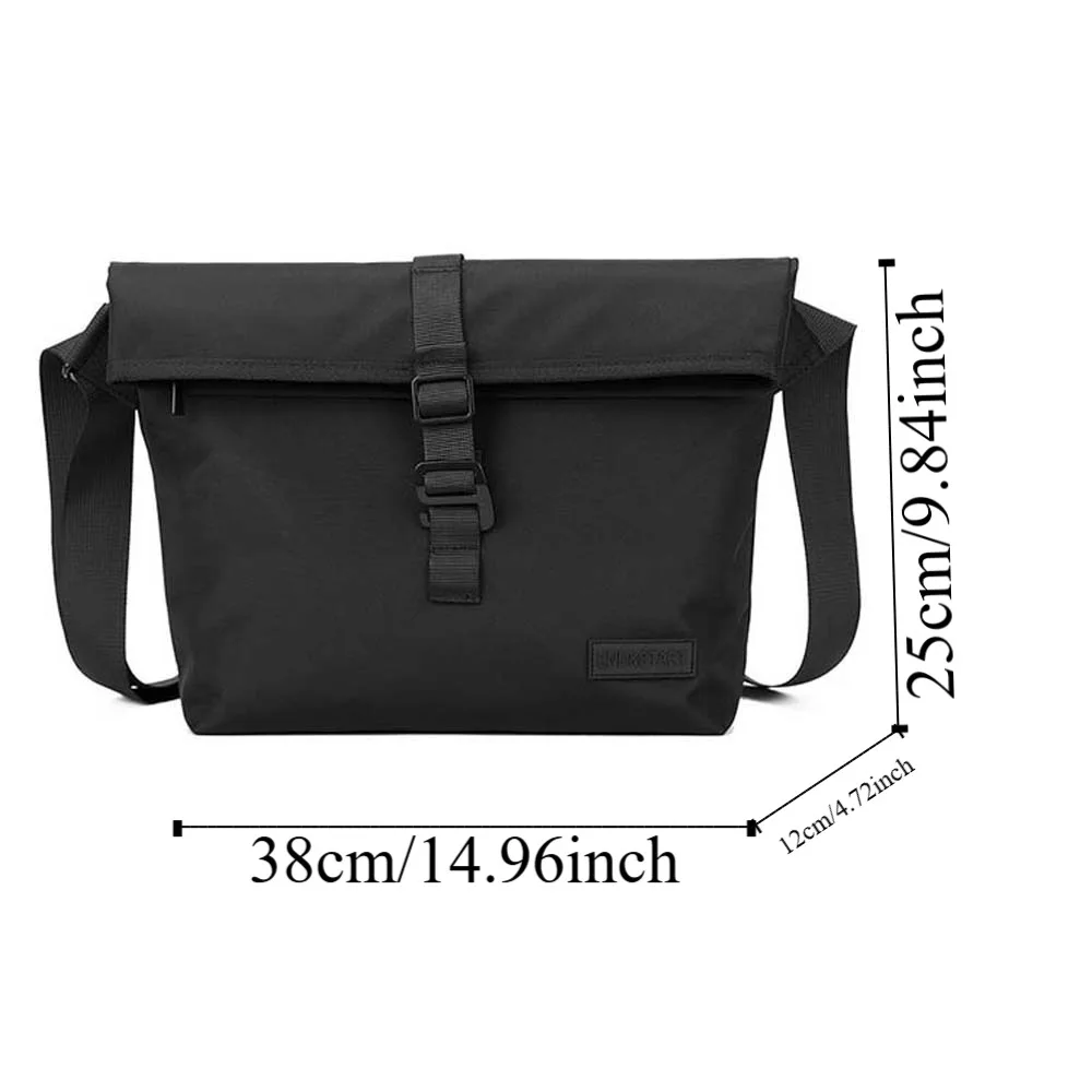 Oxford Cloth Men's Messenger Bag Black Large Capacity Waterproof Shoulder Bag Minimalist Anti-Splash Water Outdoor Travel Pouch