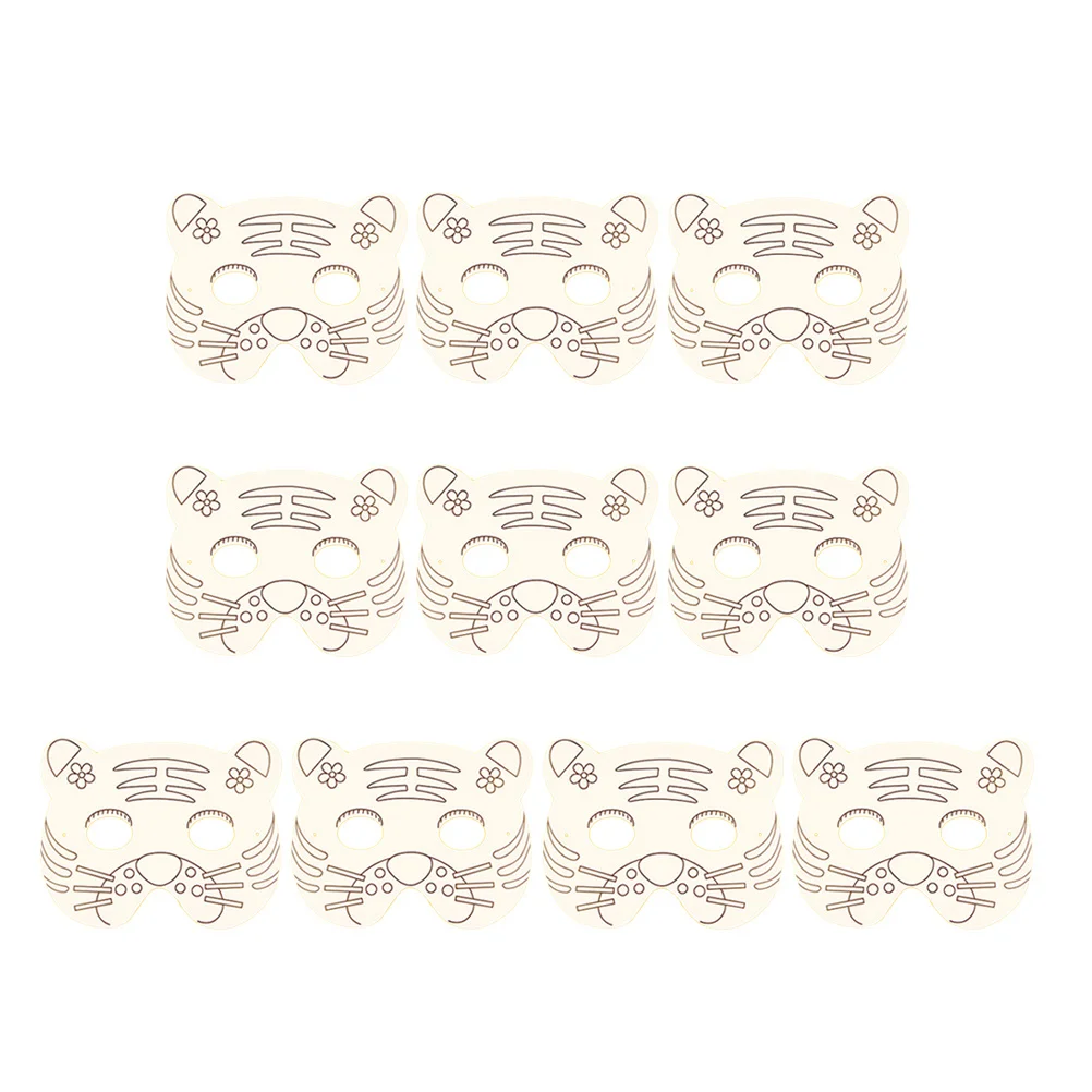

10pcs Doodle Blank Mask Children Coloring Toy Painting DIY Art Crafts Drawing Paper Mask (10pcs Tiger Mask)