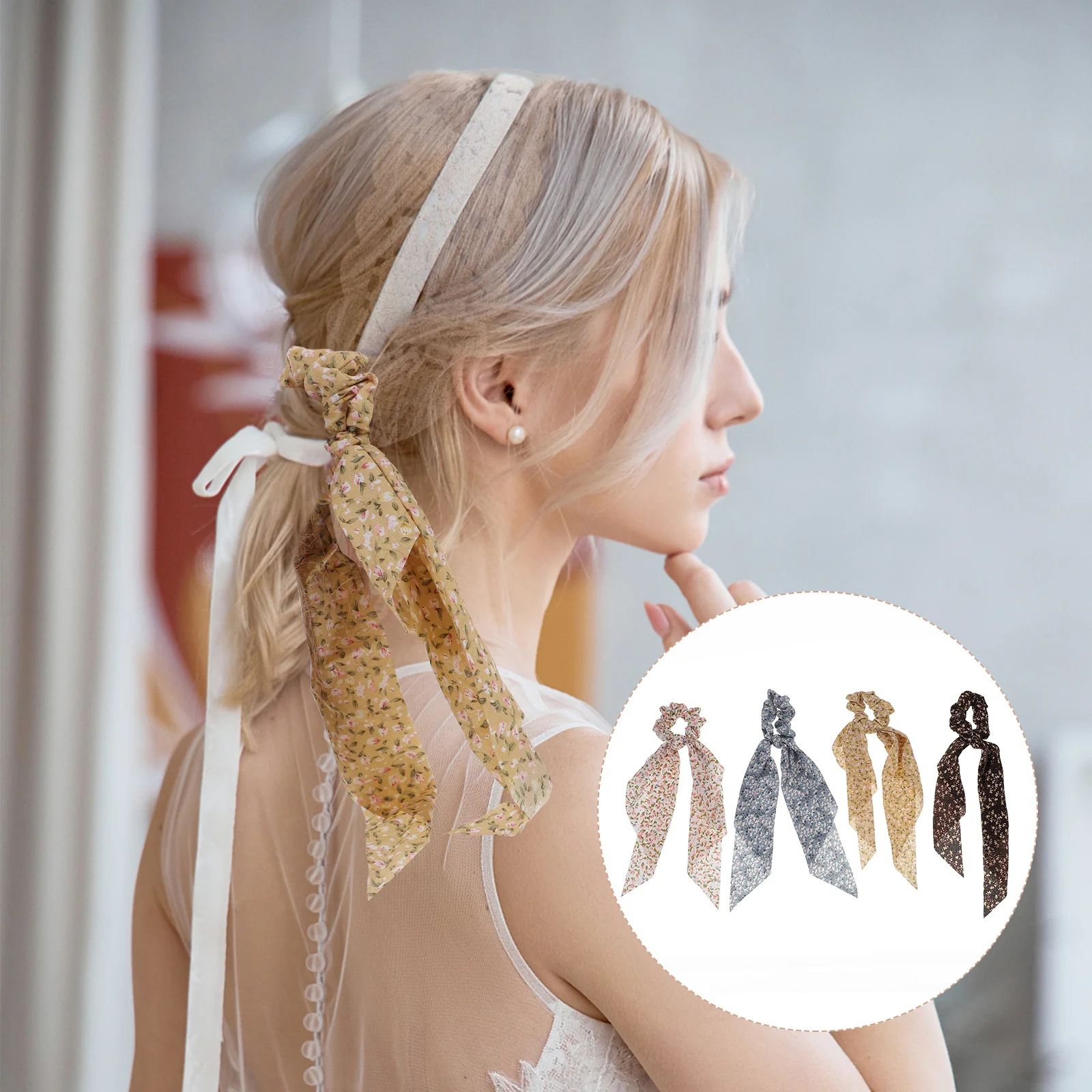 

4 шт. веревки для волос премиум-класса, эластичные ленты для волос для женщин, резинки для волос в винтажном стиле, плотная фиксация, нескользящая повседневная одежда для вечеринок