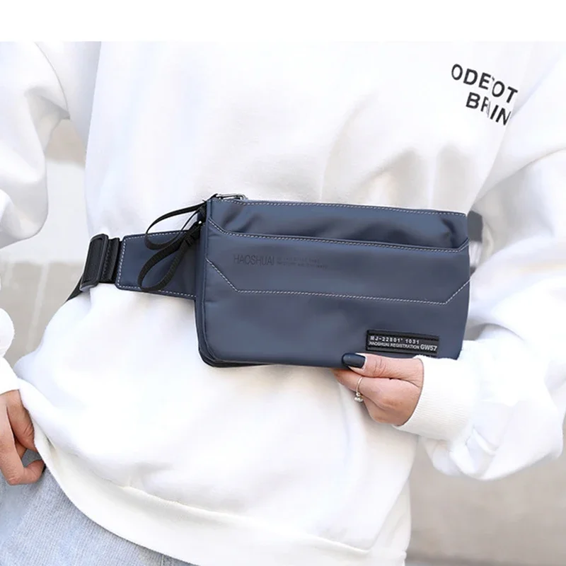 ผู้ชายไนลอน Fanny Pack Hip Bum กระเป๋าเงิน Multi-Pocket แฟชั่นชายโทรศัพท์มือถือ/โทรศัพท์มือถือกรณีสลิงแพ็คเข็มขัดเอวกระเป๋า