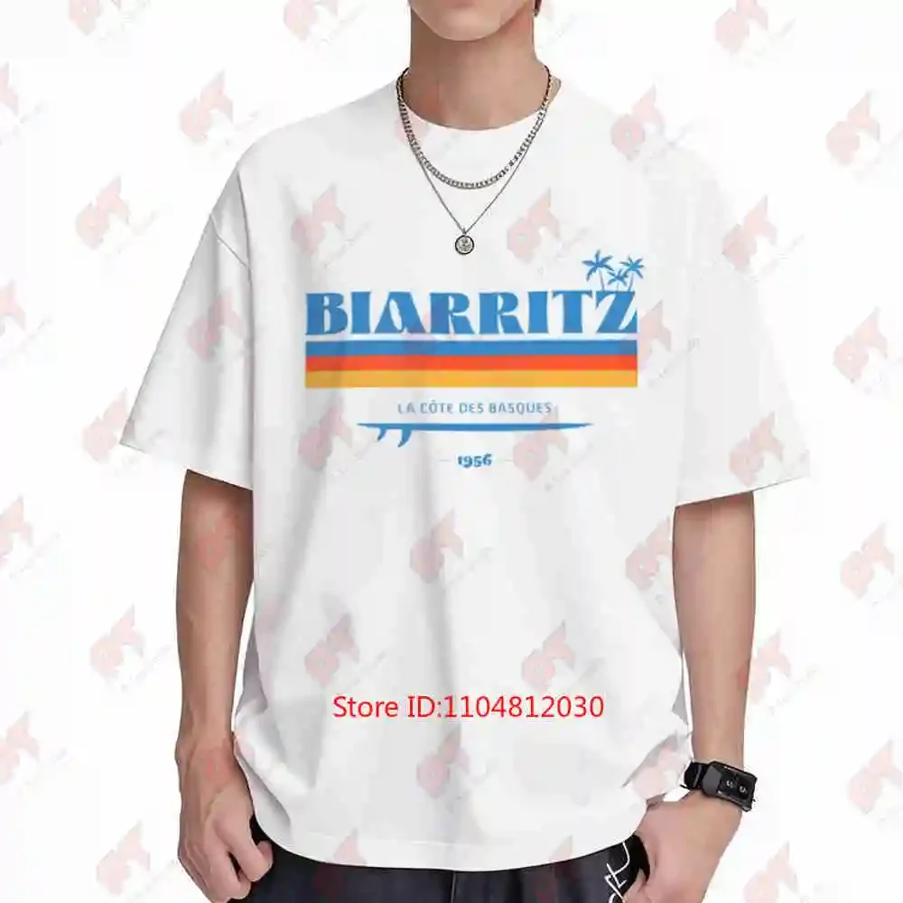 Biarritz Surfer France Basque Country Surfboard Short Sleeve Tee 100% Cotton T-Shirt