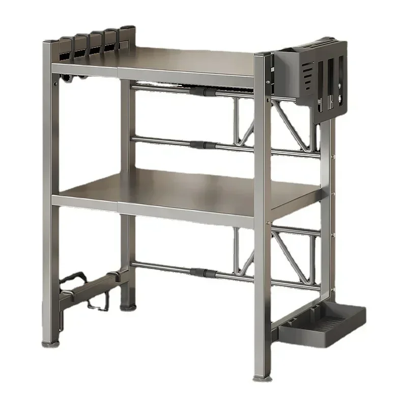 

Kitchen Microwave Oven Rack - 2-Tier Multi-Functional Shelf Adjustable Cutlery Holder Space-Saving Hanging Organizer Hot Sale