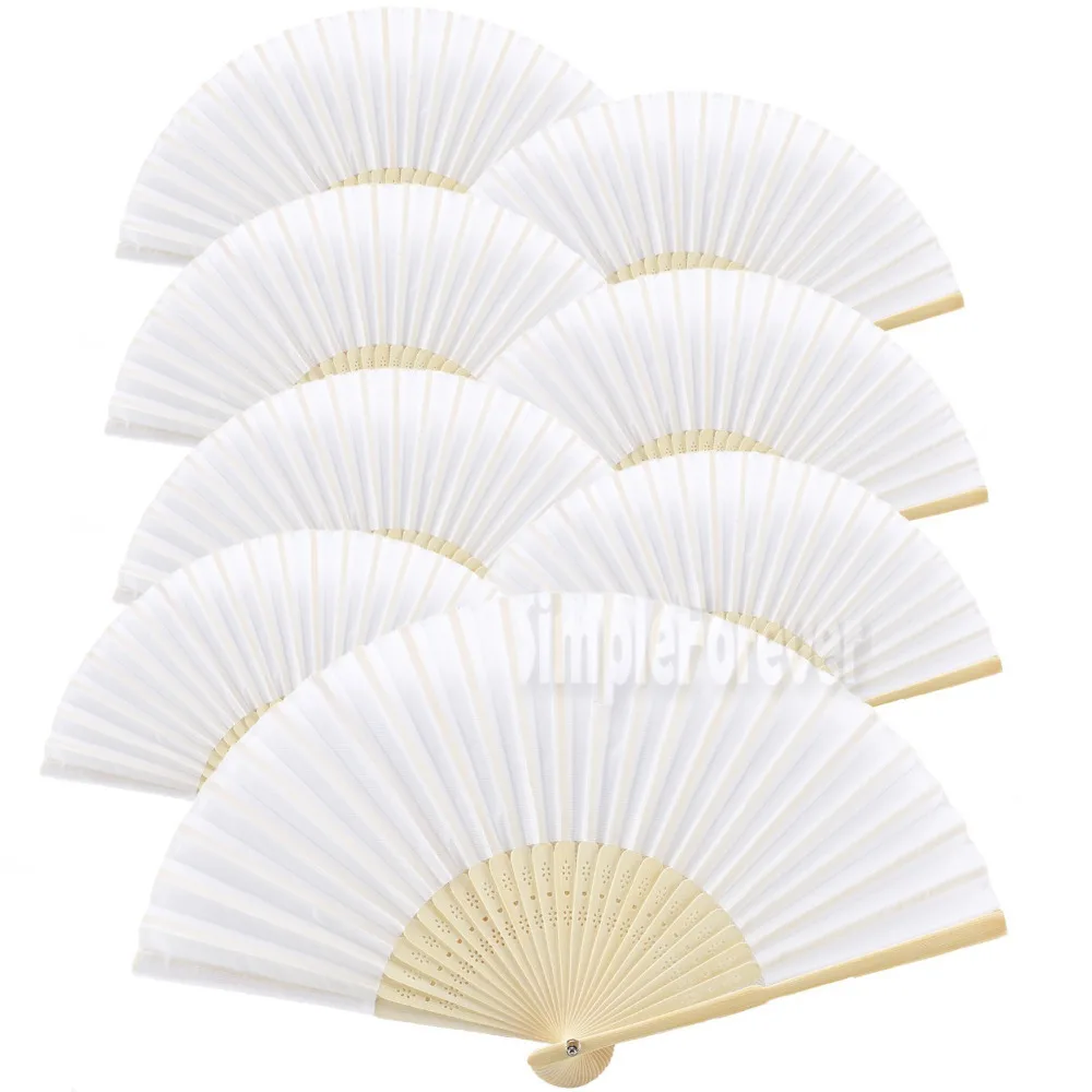 

DHL Free Shipping Wholesale 100pcs/lot White Folding Elegant Silk Hand Fan for Wedding&Party Favors Gift 21cm