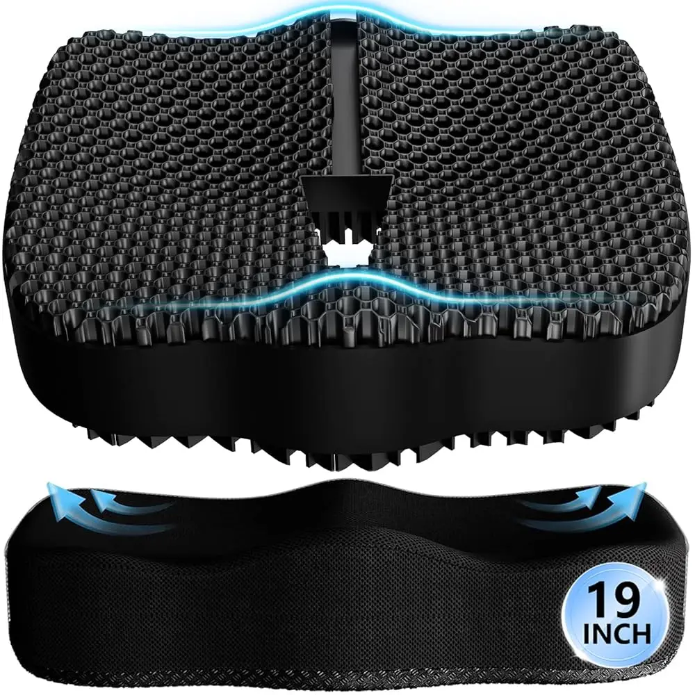 

Enlarged Gel Seat Cushion 19In Super Large Thick, Gel Cushion Seat For Pressure Relief For Long Siiting, Coccyx Sciatica Pain
