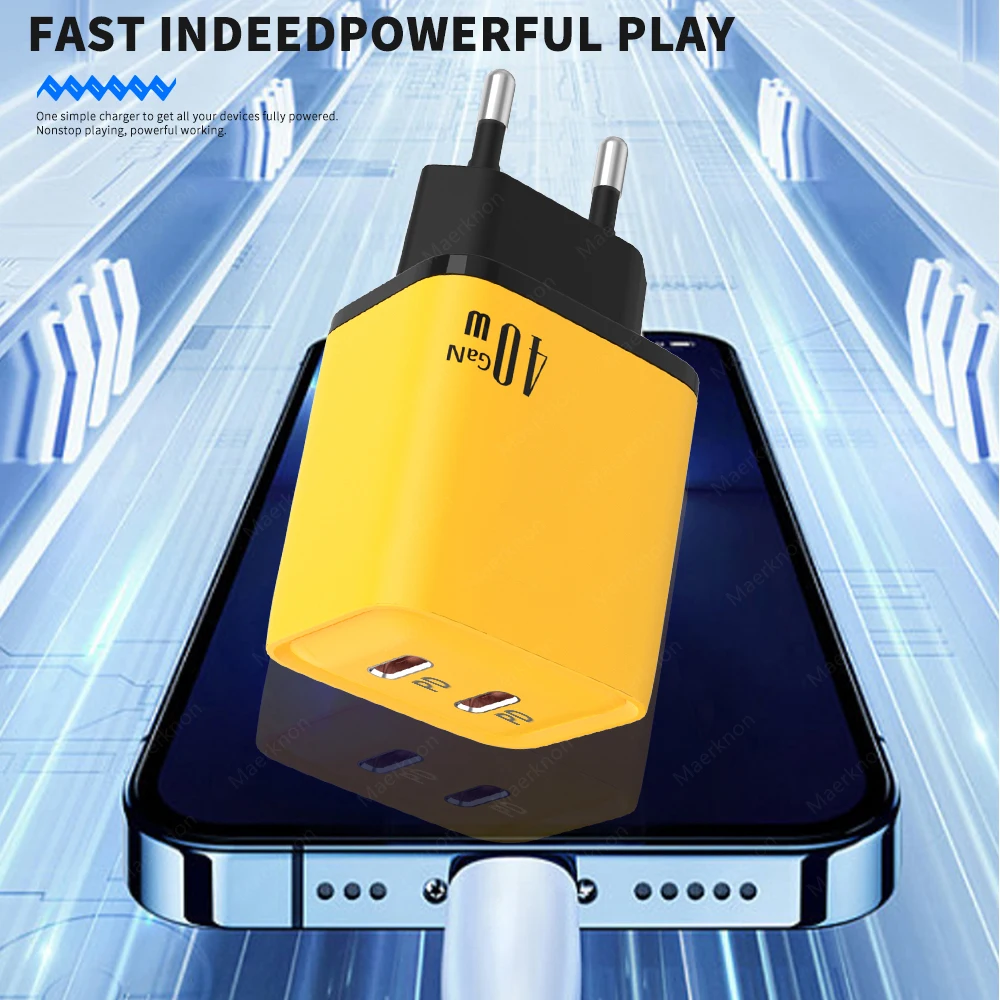 40W Dual PD Fast Charger USB Type C Phone Charger Adapter For iPhone Samsung Xiaomi Huawei Quick Charge EU/US Plug Wall Charger