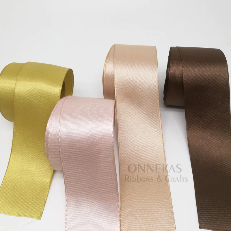 100Yards 6/9/13/16/19/25/38mm Brown Double Sided Satin Ribbon Solid Color Silky Ribbons 100% Polyester Smooth Ribbon Tapes