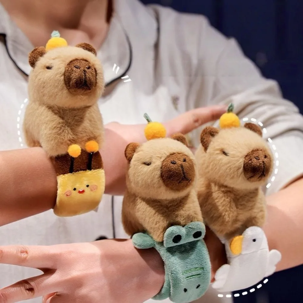 

Capybara Slap Snap Wrap Capibara Plushie Wristband Bracelet Kawaii Cute Dog Cat Plush Toy Hand Ring Creative Funny Gift