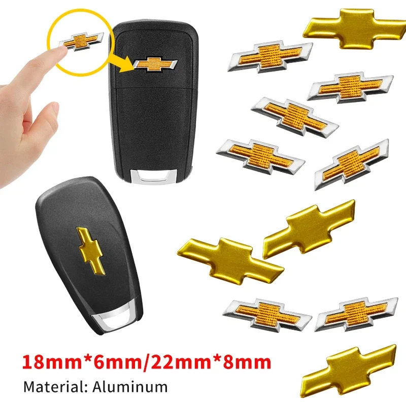 Pegatinas de emblema de llave de coche de aluminio, 18mm, 22mm, para Chevrolet Cruze Equinox Silverado Trailblazer Bolt Spark Z71 Aveo Camaro Impala