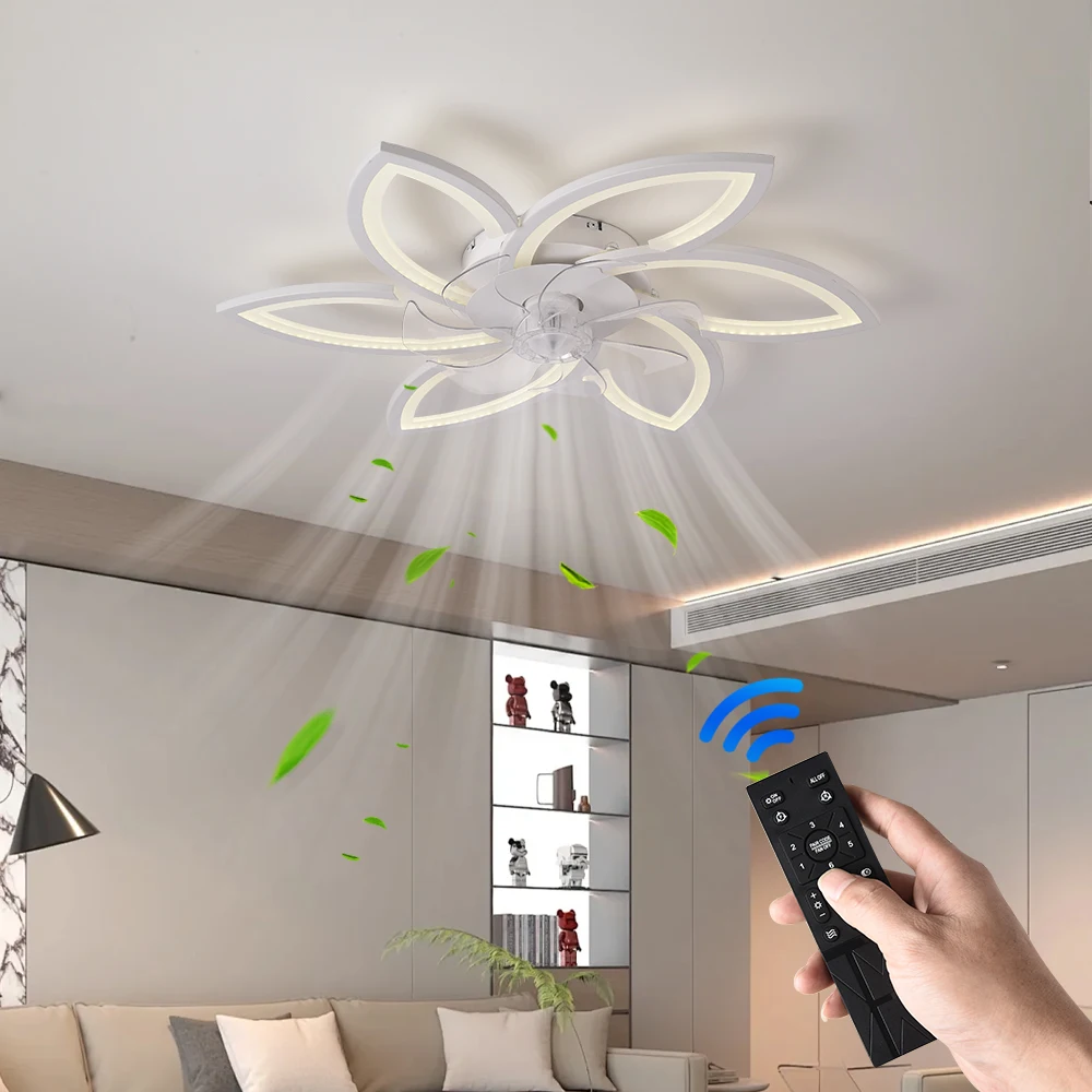 

Новый цветочный светодиодный потолочный вентилятор с дистанционным управлением, регулируемая скорость, регулируемая яркость, потолочный светильник для гостиной, спальни