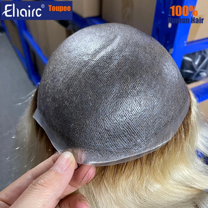 

Т-цвет, коричневый корень, мужской протез для волос с завязками, 0,08 мм, прочный капиллярный парик, мужской парик, 6-дюймовая система замены волос