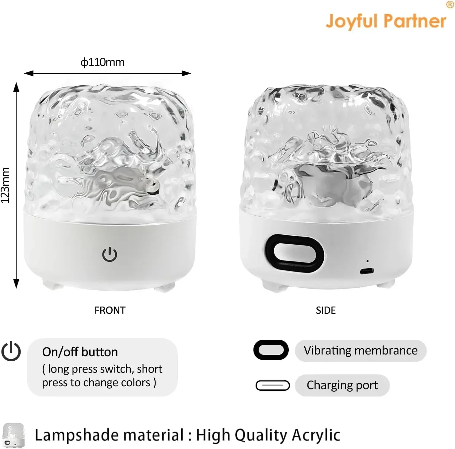 Dynamic Crystal Lamp with HiFi Bluetooth Speaker Water Ripple Projector LED Night Light for Bedroom Room Atmosphere Night Lamp